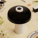 Reverse table lamp | carrara marble and glossy black