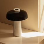 Reverse table lamp | carrara marble and glossy black