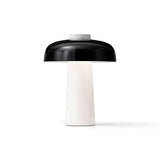 Reverse table lamp | carrara marble and glossy black